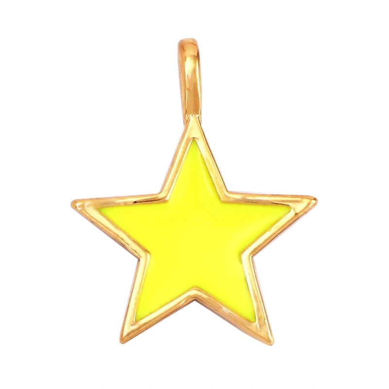 Star Coin Heart Enamel Charm Neon Pink Orange Turquoise Blue Oil Dropped,Real Gold Plated ,Necklace Bracelet Pendant L19 M81