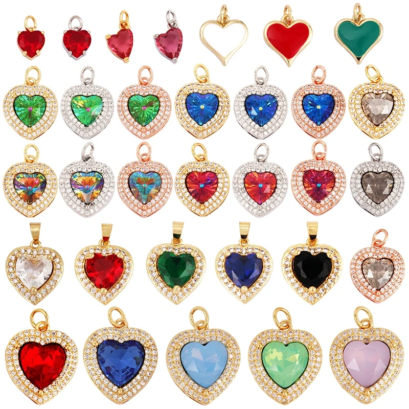 Delicate Lovely Ocean Red Heart Charm Pendant,18K Gold Plated,Necklace Bracelet Pendant for Handmade Jewelry Accessories M84