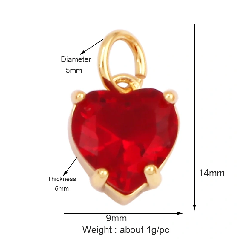 Delicate Lovely Ocean Red Heart Charm Pendant,18K Gold Plated,Necklace Bracelet Pendant for Handmade Jewelry Accessories M84