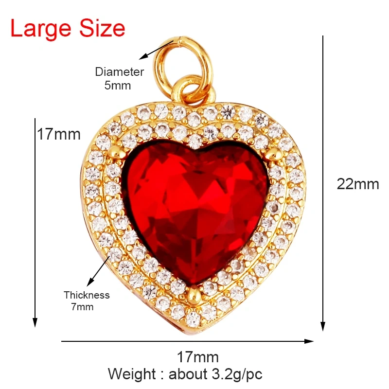 Delicate Lovely Ocean Red Heart Charm Pendant,18K Gold Plated,Necklace Bracelet Pendant for Handmade Jewelry Accessories M84