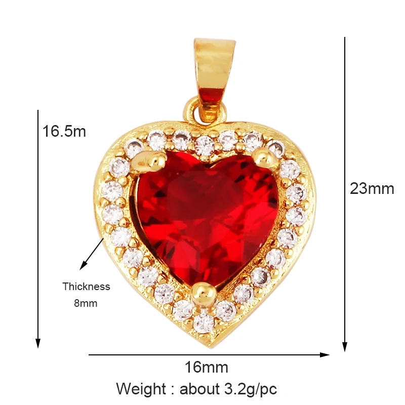 Delicate Lovely Ocean Red Heart Charm Pendant,18K Gold Plated,Necklace Bracelet Pendant for Handmade Jewelry Accessories M84 M78