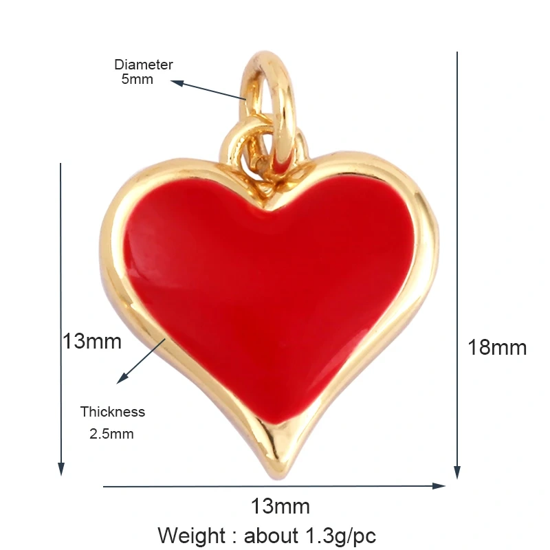 Delicate Lovely Ocean Red Heart Charm Pendant,18K Gold Plated,Necklace Bracelet Pendant for Handmade Jewelry Accessories M84