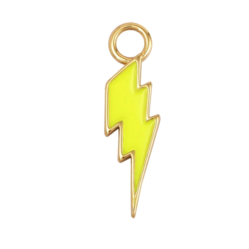 Flashing Bolt  Enamel Charm Neon Pink Orange Turquoise Red Pendant Oil Dropped,Real Gold Plated,Necklace Bracelet Pendant M97