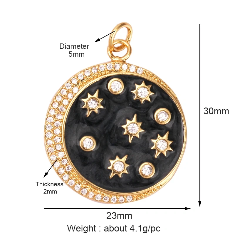 Sun Moon Star Celestial Charm Pendant,Real Gold Plated Cubic Zirconia CZ Paved,Jewelry Necklace Bracelet Accessories Supply M17