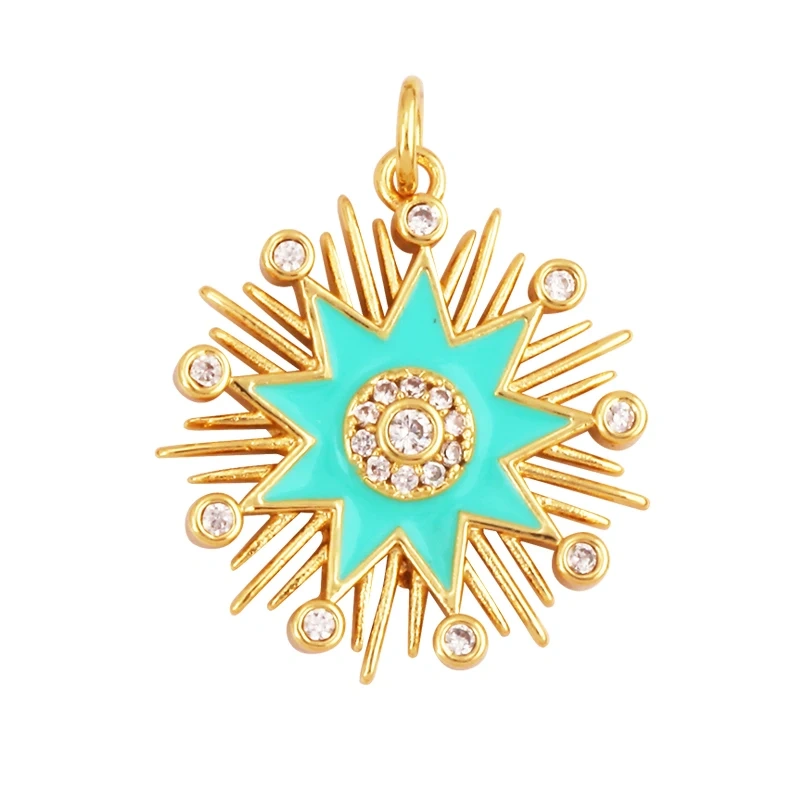 Enamel Sun Moon Clear CZ Gold Charm Pendant, Cubic Zirconia CZ Paved,Jewelry Necklace Bracelet Accessories M26 M37