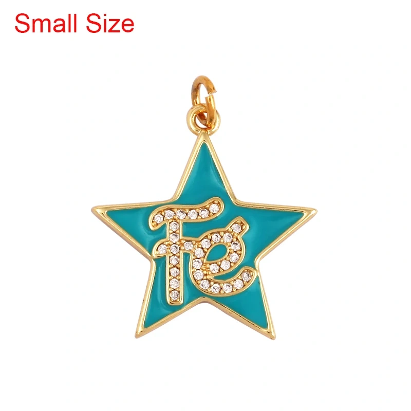 Star Fe Enamel Charm Neon Pink Orange Turquoise Blue Oil Dropped,Real Gold Plated ,Necklace Bracelet Pendant M90 M97