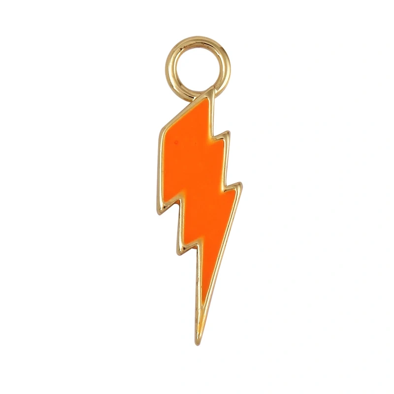 Flashing Bolt  Enamel Charm Neon Pink Orange Turquoise Red Pendant Oil Dropped,Real Gold Plated,Necklace Bracelet Pendant M97
