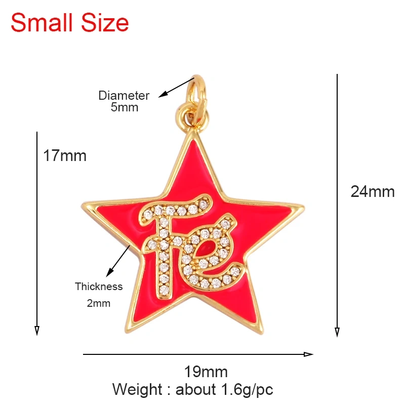 Star Fe Enamel Charm Neon Pink Orange Turquoise Blue Oil Dropped,Real Gold Plated ,Necklace Bracelet Pendant M90 M97