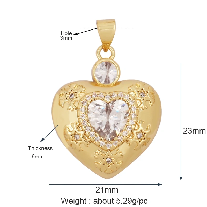 Fashion Delicacy Love Heart Shape Zircon Charm Pendant,Creative 18K Gold Plated Jewelry Findings Necklace Accessories Supply L19