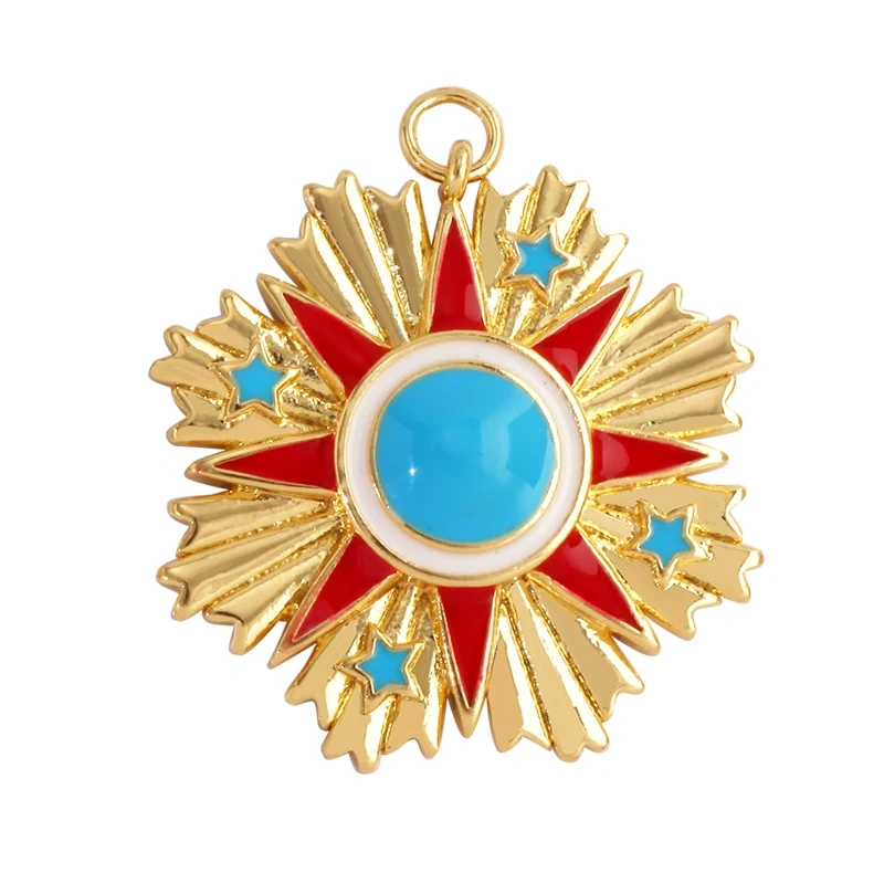 Enamel Sun Moon Clear CZ Gold Charm Pendant, Cubic Zirconia CZ Paved,Jewelry Necklace Bracelet Accessories M26 M37