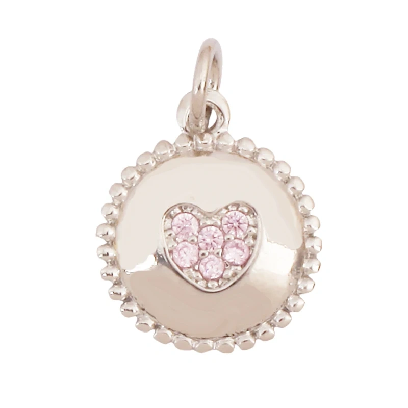 Fashion Colourful Heart Shape Charm Pendant,Classics Love Heart Cubic Zirconia Real 18K Gold Plated Craft Jewelry Supplies K66