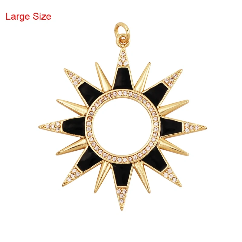 Enamel Sun Moon Clear CZ Gold Charm Pendant, Cubic Zirconia CZ Paved,Jewelry Necklace Bracelet Accessories M26 M37