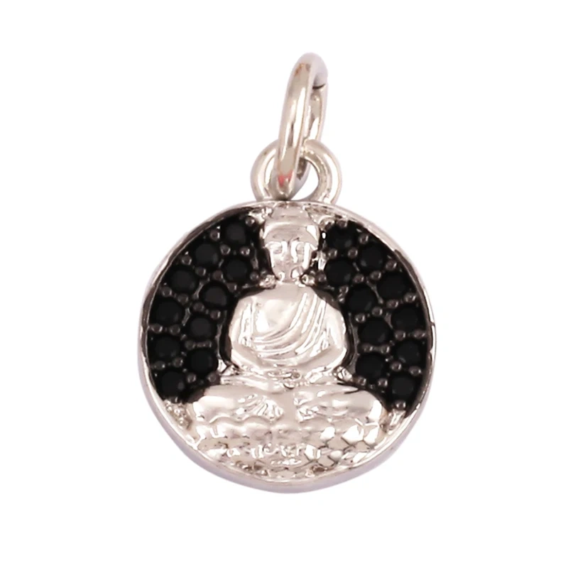 Maitreya Sakyamuni Buddha Religious Charm Pendant,Micro Pave Clear Cubic Zirconia 18K Gold Necklace Handmade Jewelry Supply L02