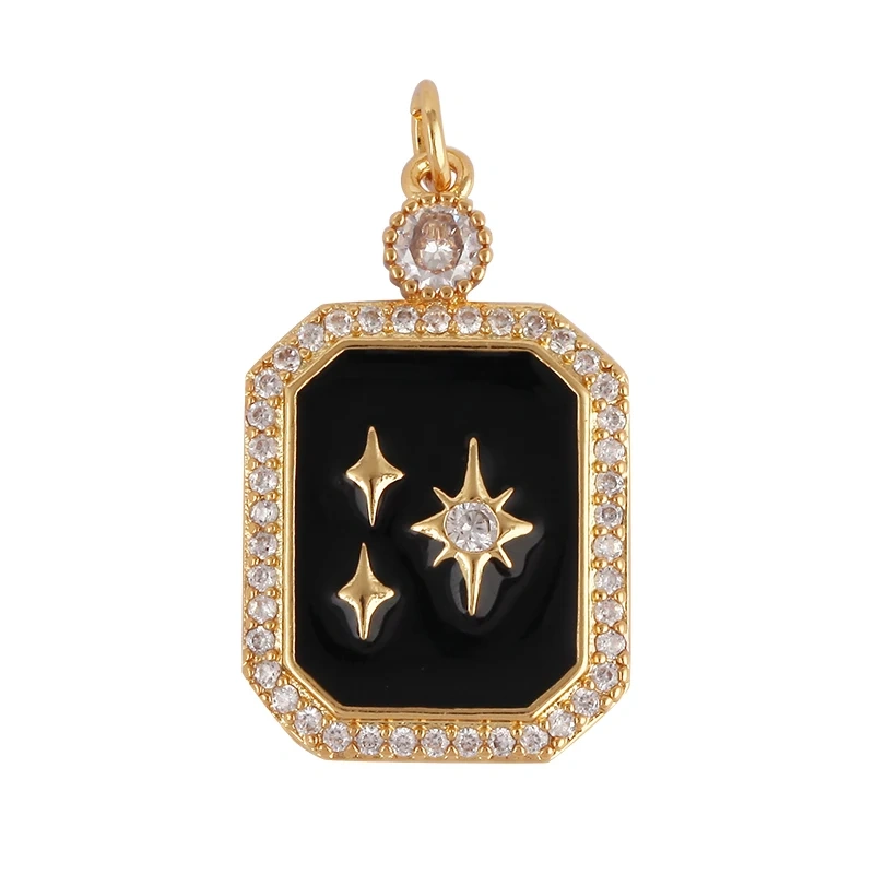 Sun Moon Star Celestial Charm Pendant,Real Gold Plated Cubic Zirconia CZ Paved,Jewelry Necklace Bracelet Accessories Supply M17