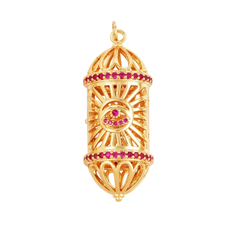 Delicacy Fashion Hollow Out Charm Pendant,Real 18K Gold Plated Colorful Jewelry Making Bead Knotting Accessories Supplies L48
