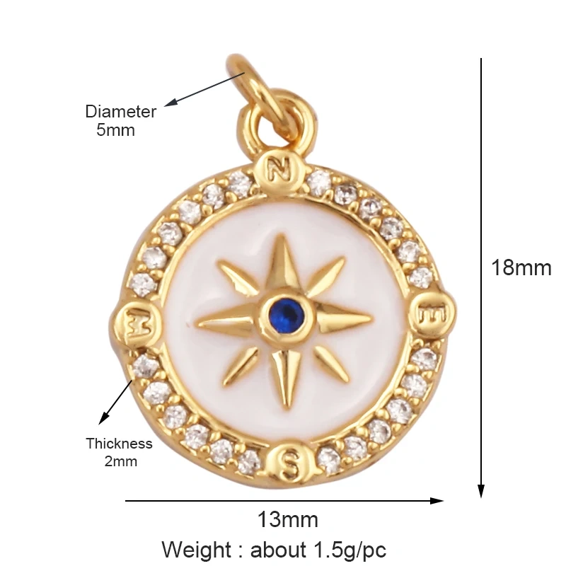Sun Moon Star Celestial Charm Pendant,Real Gold Plated Cubic Zirconia CZ Paved,Jewelry Necklace Bracelet Accessories Supply M17