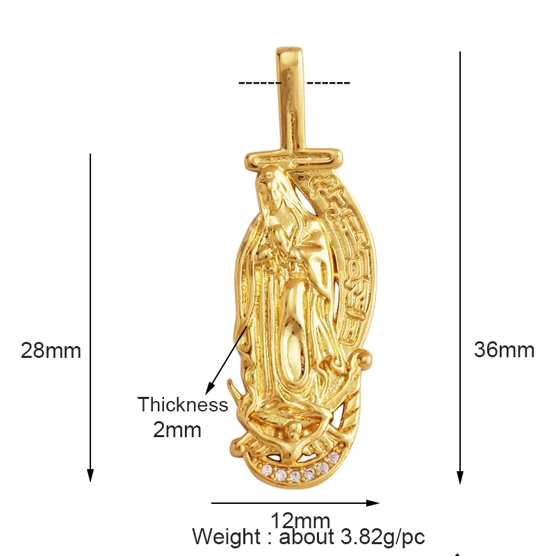 Religious Holy Jesus Guardian Angel Love Heart Charms Pendant,Latest Gold Plated Micro Zircon Jewelry Necklace Accessories L02