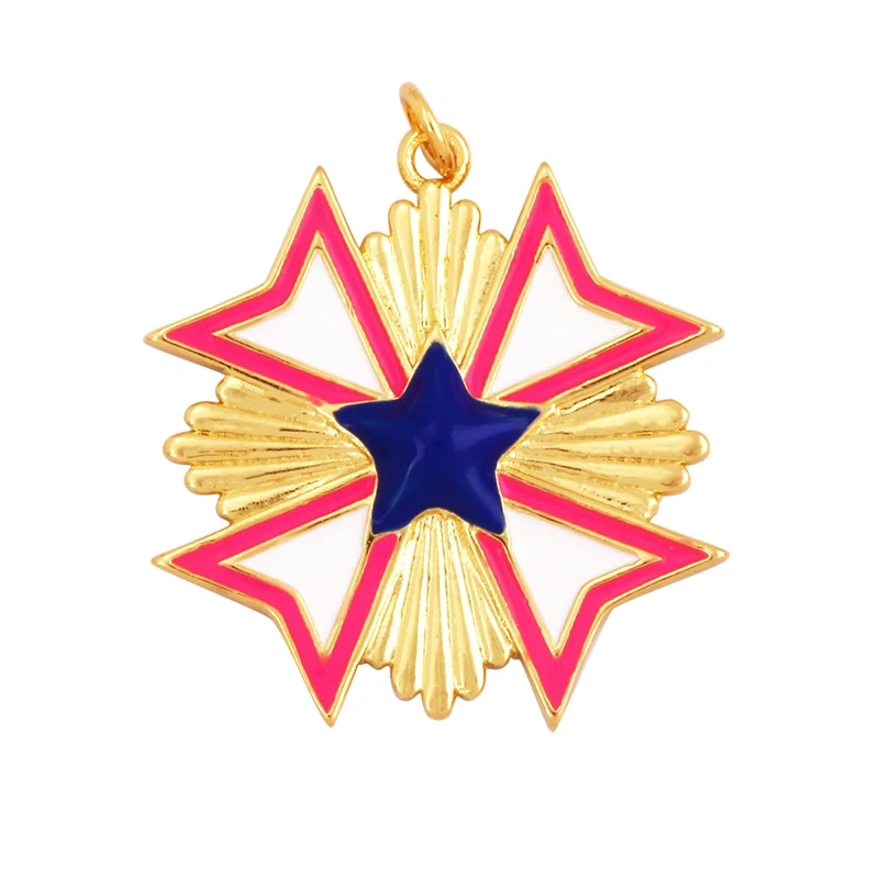 Enamel Sun Moon Clear CZ Gold Charm Pendant, Cubic Zirconia CZ Paved,Jewelry Necklace Bracelet Accessories M26 M37