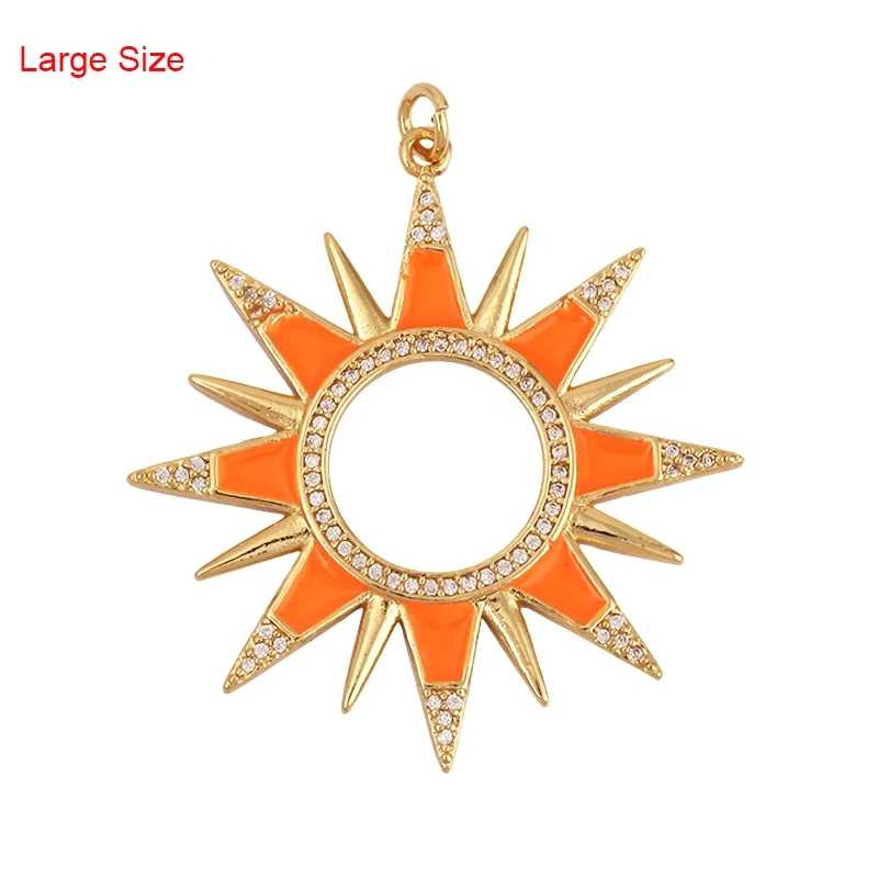 Enamel Sun Moon Clear CZ Gold Charm Pendant, Cubic Zirconia CZ Paved,Jewelry Necklace Bracelet Accessories M26 M37