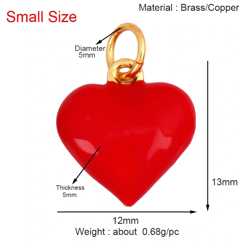 Fashion Colourful Heart Shape Charm Pendant,Classics Love Heart Cubic Zirconia Real 18K Gold Plated Craft Jewelry Supplies K66