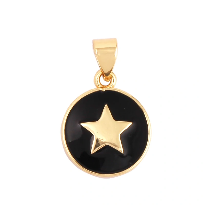 2022 New Star Coin Enamel Charm Neon Pink Orange Turquoise Blue Oil Dropped,Real Gold Plated ,Necklace Bracelet Pendant M97