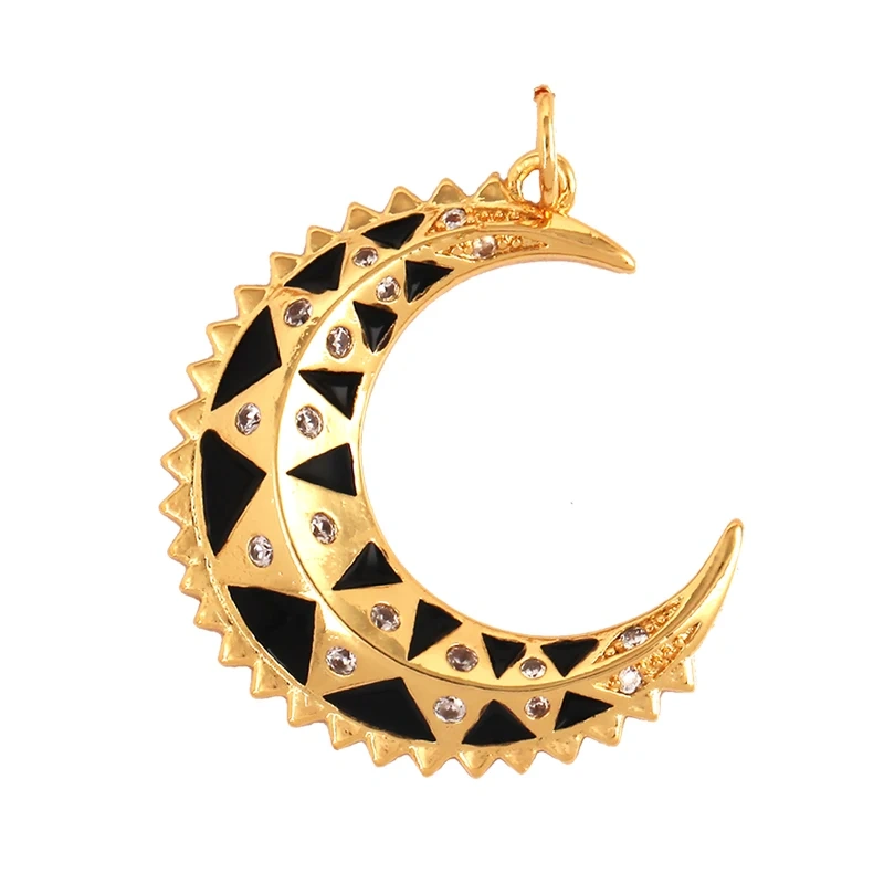 Enamel Sun Moon Clear CZ Gold Charm Pendant, Cubic Zirconia CZ Paved,Jewelry Necklace Bracelet Accessories M26 M37