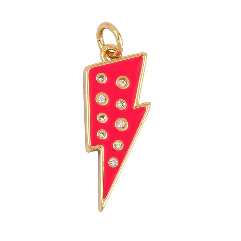 Flashing Bolt  Enamel Charm Neon Pink Orange Turquoise Red Pendant Oil Dropped,Real Gold Plated,Necklace Bracelet Pendant M97