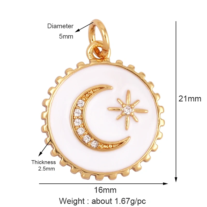 Sun Moon Star Celestial Charm Pendant,Real Gold Plated Cubic Zirconia CZ Paved,Jewelry Necklace Bracelet Accessories Supply M17