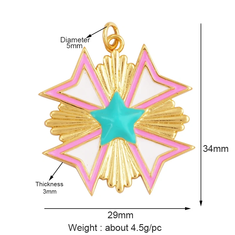 Enamel Sun Moon Clear CZ Gold Charm Pendant, Cubic Zirconia CZ Paved,Jewelry Necklace Bracelet Accessories M26 M37