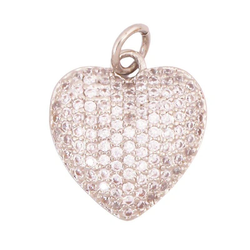 Fashion Colourful Heart Shape Charm Pendant,Classics Love Heart Cubic Zirconia Real 18K Gold Plated Craft Jewelry Supplies K66