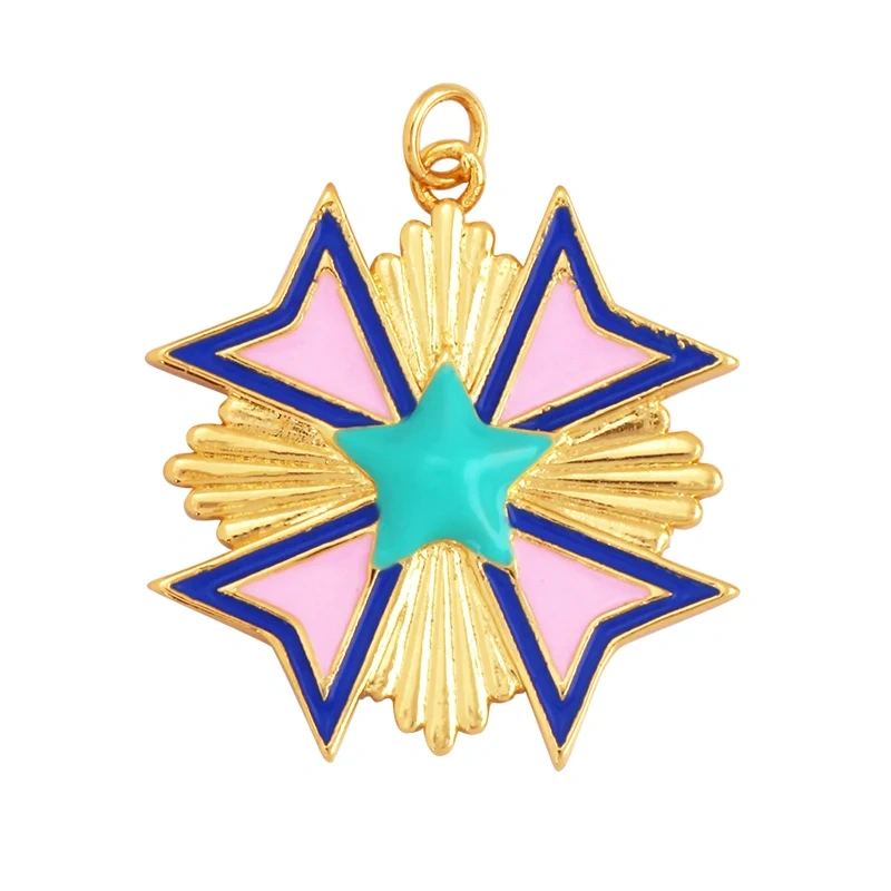 Enamel Sun Moon Clear CZ Gold Charm Pendant, Cubic Zirconia CZ Paved,Jewelry Necklace Bracelet Accessories M26 M37