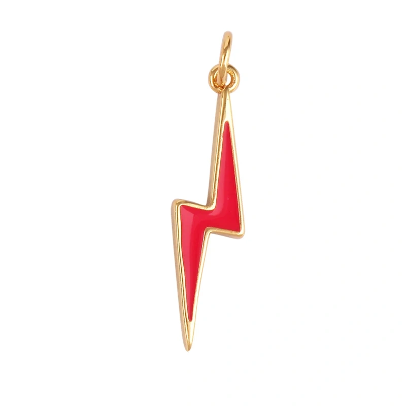 Flashing Bolt  Enamel Charm Neon Pink Orange Turquoise Red Pendant Oil Dropped,Real Gold Plated,Necklace Bracelet Pendant M97