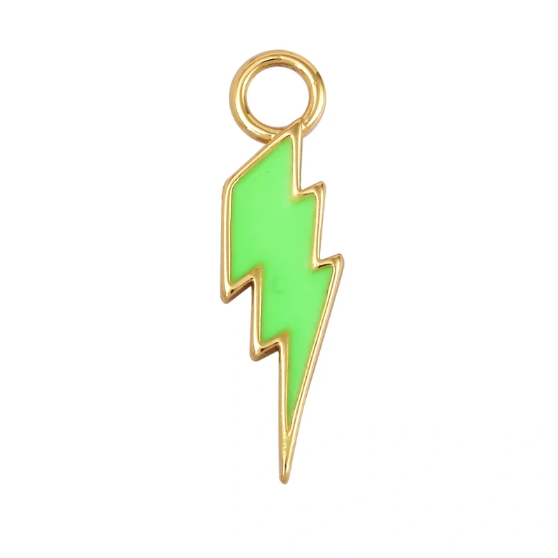 Flashing Bolt  Enamel Charm Neon Pink Orange Turquoise Red Pendant Oil Dropped,Real Gold Plated,Necklace Bracelet Pendant M97