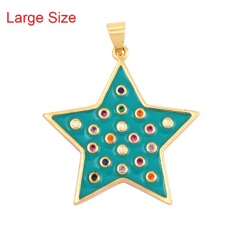 2022 New Star Coin Enamel Charm Neon Pink Orange Turquoise Blue Oil Dropped,Real Gold Plated ,Necklace Bracelet Pendant M97