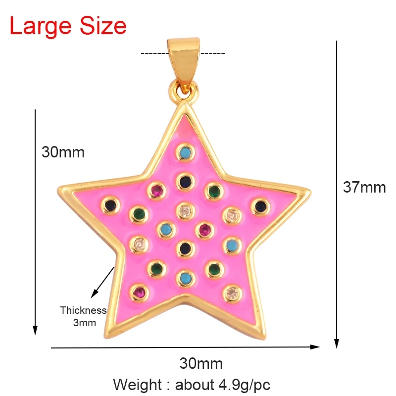 2022 New Star Coin Enamel Charm Neon Pink Orange Turquoise Blue Oil Dropped,Real Gold Plated ,Necklace Bracelet Pendant M97