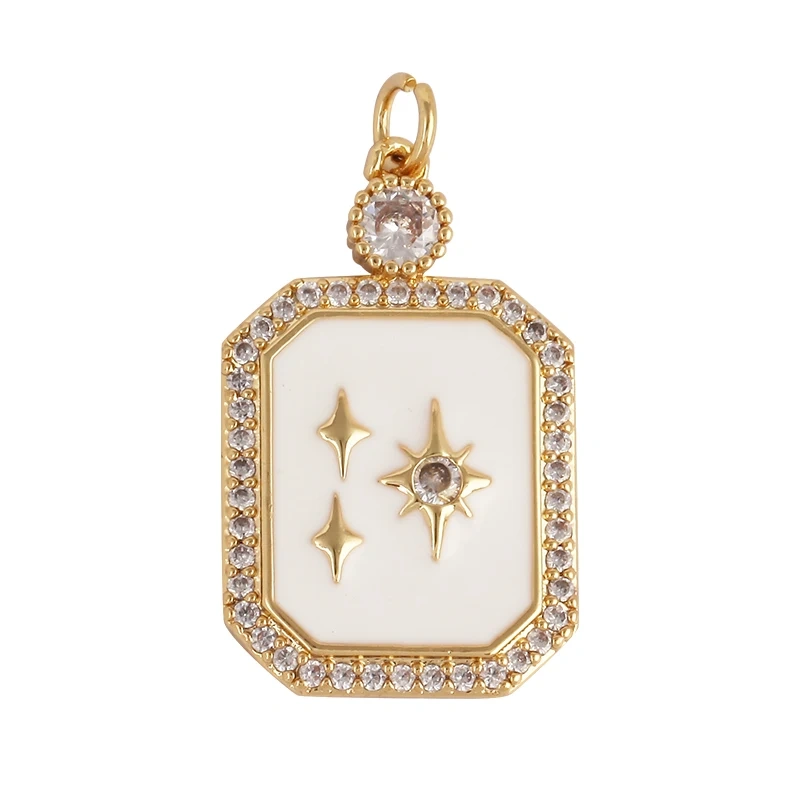 Sun Moon Star Celestial Charm Pendant,Real Gold Plated Cubic Zirconia CZ Paved,Jewelry Necklace Bracelet Accessories Supply M17