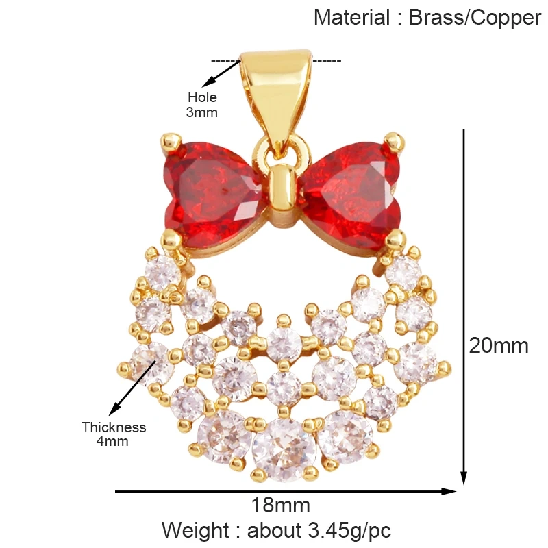 Classics Love Heart Cubic Zirconia Charm Pendant,Fashion Colourful Heart Shape Real 18K Gold Plated Craft Jewelry Supplies K90