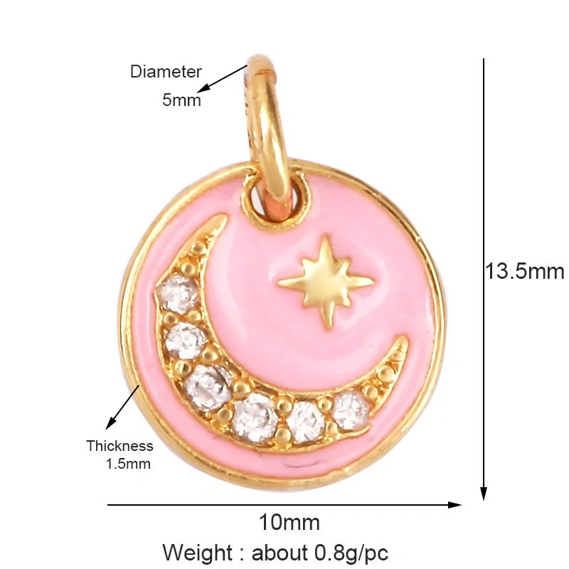 Sun Moon Star Celestial Charm Pendant,Real Gold Plated Cubic Zirconia CZ Paved,Jewelry Necklace Bracelet Accessories Supply M17