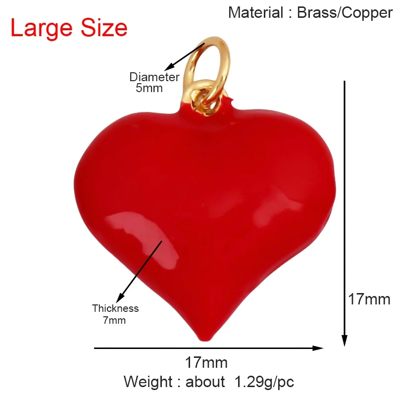 Fashion Colourful Heart Shape Charm Pendant,Classics Love Heart Cubic Zirconia Real 18K Gold Plated Craft Jewelry Supplies K66