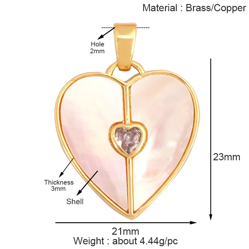 Classics Love Heart Cubic Zirconia Charm Pendant,Fashion Colourful Heart Shape Real 18K Gold Plated Craft Jewelry Supplies K90