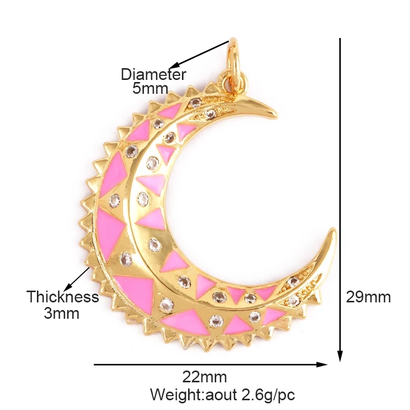 Enamel Sun Moon Clear CZ Gold Charm Pendant, Cubic Zirconia CZ Paved,Jewelry Necklace Bracelet Accessories M26 M37
