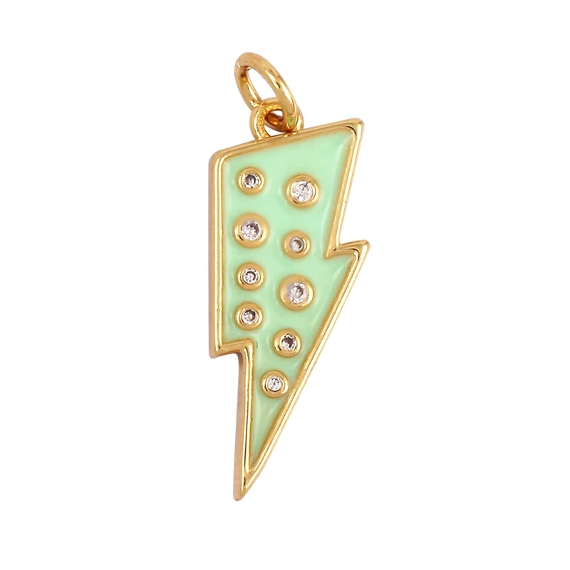 Flashing Bolt  Enamel Charm Neon Pink Orange Turquoise Red Pendant Oil Dropped,Real Gold Plated,Necklace Bracelet Pendant M97