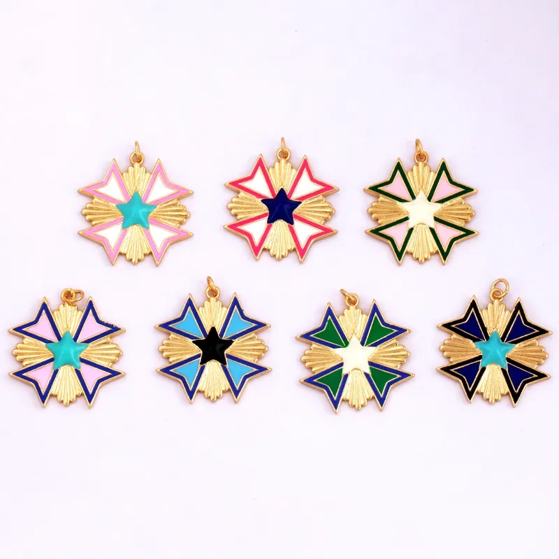 Enamel Sun Moon Clear CZ Gold Charm Pendant, Cubic Zirconia CZ Paved,Jewelry Necklace Bracelet Accessories M26 M37