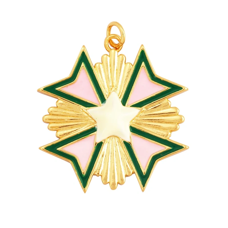 Enamel Sun Moon Clear CZ Gold Charm Pendant, Cubic Zirconia CZ Paved,Jewelry Necklace Bracelet Accessories M26 M37