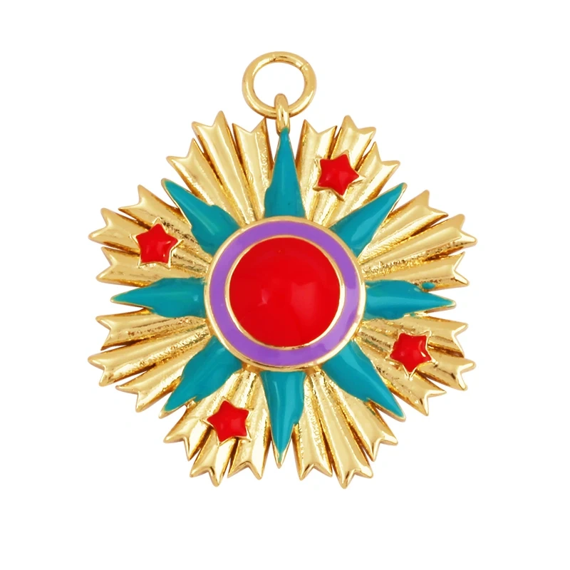 Enamel Sun Moon Clear CZ Gold Charm Pendant, Cubic Zirconia CZ Paved,Jewelry Necklace Bracelet Accessories M26 M37