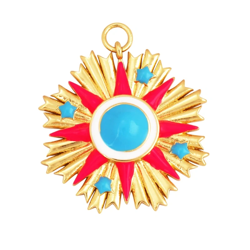 Enamel Sun Moon Clear CZ Gold Charm Pendant, Cubic Zirconia CZ Paved,Jewelry Necklace Bracelet Accessories M26 M37