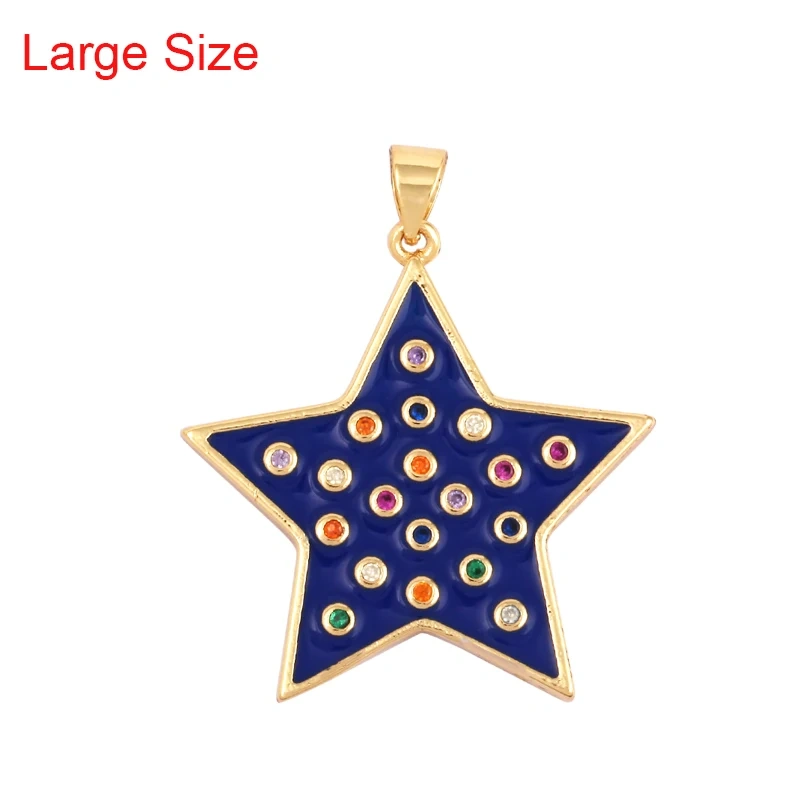 2022 New Star Coin Enamel Charm Neon Pink Orange Turquoise Blue Oil Dropped,Real Gold Plated ,Necklace Bracelet Pendant M97
