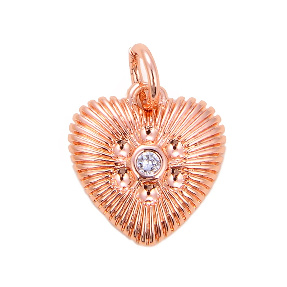 Fashion Colourful Heart Shape Charm Pendant,Classics Love Heart Cubic Zirconia Real 18K Gold Plated Craft Jewelry Supplies K66