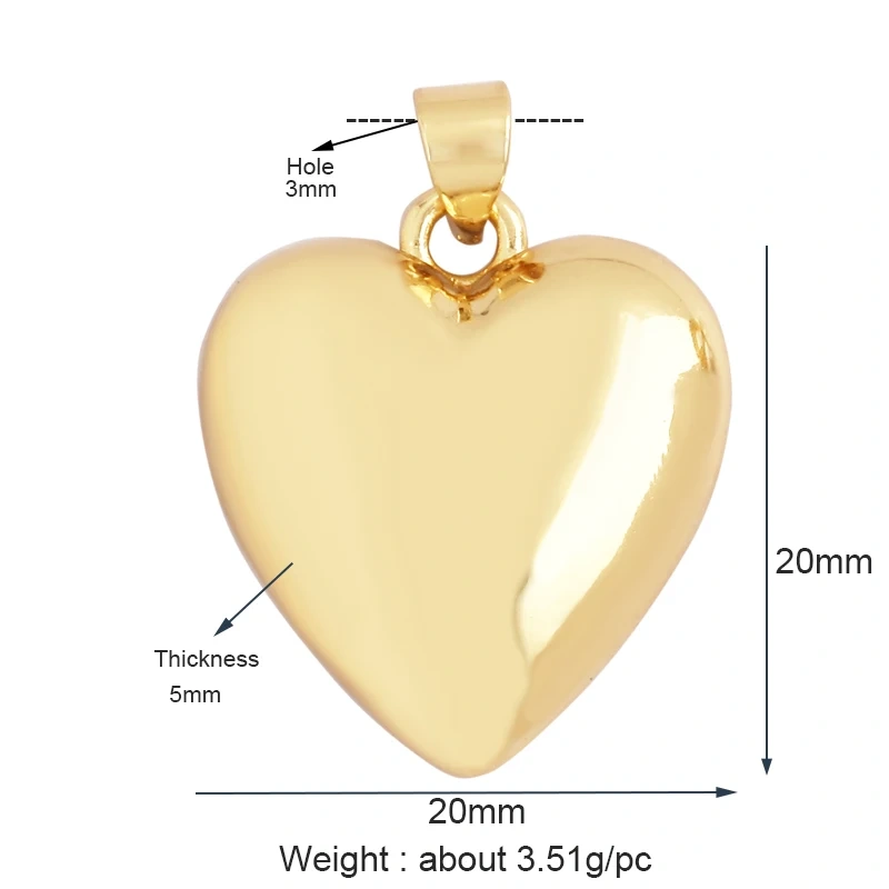 Fashion Delicacy Love Heart Shape Zircon Charm Pendant,Creative 18K Gold Plated Jewelry Findings Necklace Accessories Supply L19