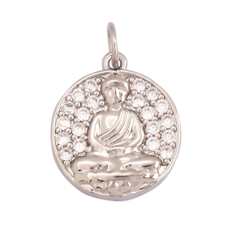 Maitreya Sakyamuni Buddha Religious Charm Pendant,Micro Pave Clear